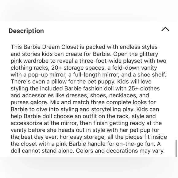 NIB Barbie Dream Closet Toy Play Set. Doll Included